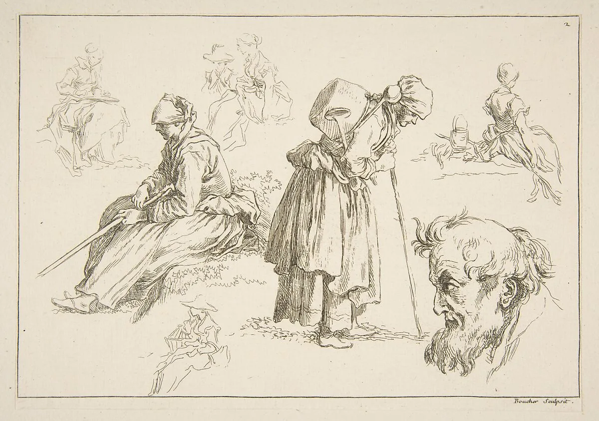 Sheet of Sketches — François Boucher|Abraham Bloemaert