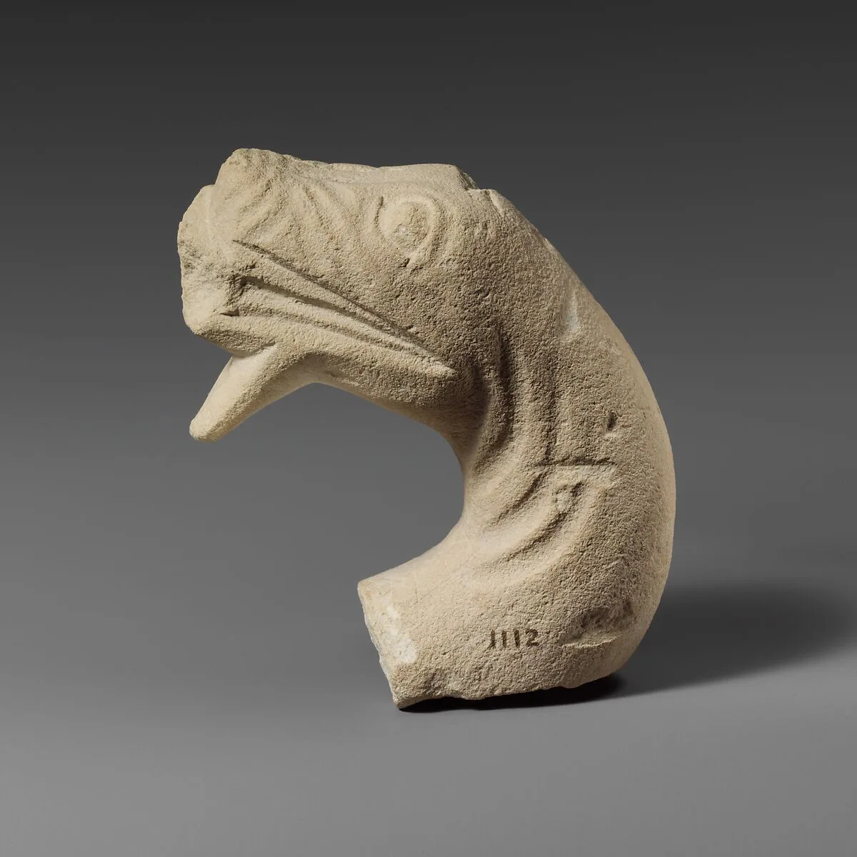 Limestone head of a snake — Unknown