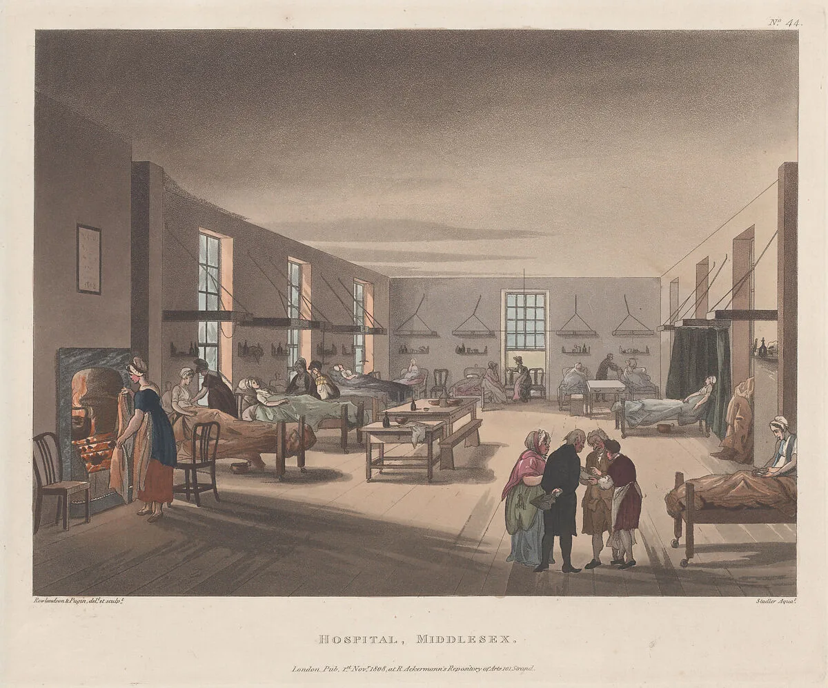 Hospital, Middlesex — Auguste Charles Pugin|Thomas Rowlandson|Joseph Constantine Stadler|Rudolph Ackermann, London