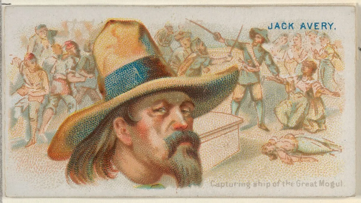 Jack Avery, Capturing Ship of the Great Mogul, from the Pirates of the Spanish Main series (N19) for Allen & Ginter Cigarettes — George S. Harris & Sons|Allen & Ginter