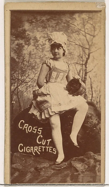 Actress holding bucket, from the Actors and Actresses series (N145-1) issued by Duke Sons & Co. to promote Cross Cut Cigarettes — W. Duke, Sons & Co.