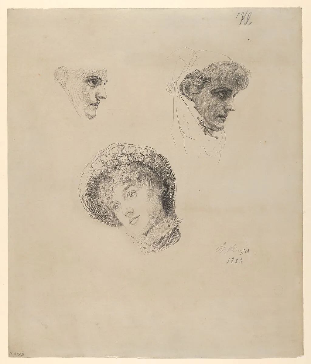 Three Studies of Heads of Women — Max Klinger