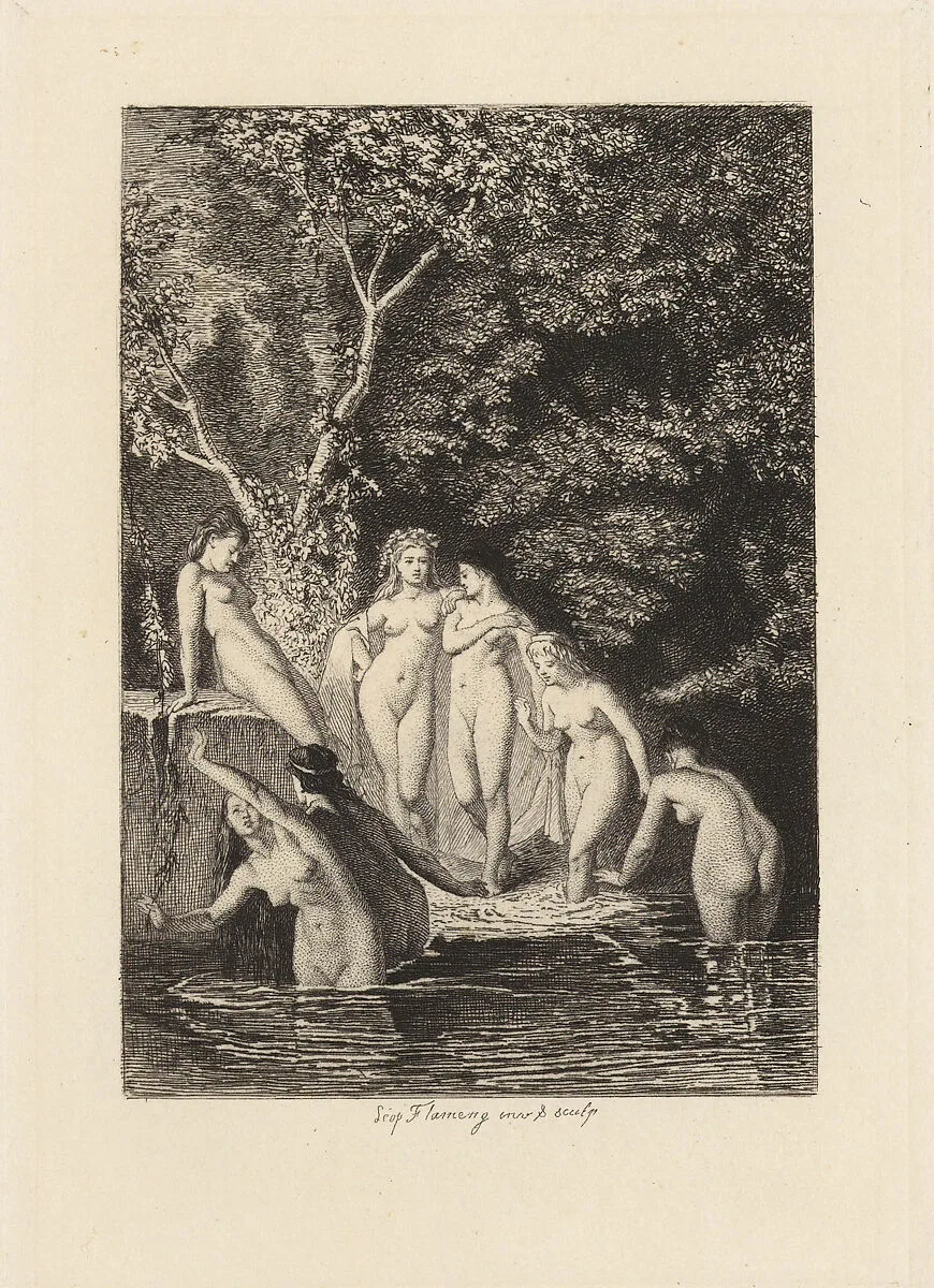 Le Bain, plate 6 from "The Decameron" — Léopold Flameng|Giovanni Boccaccio