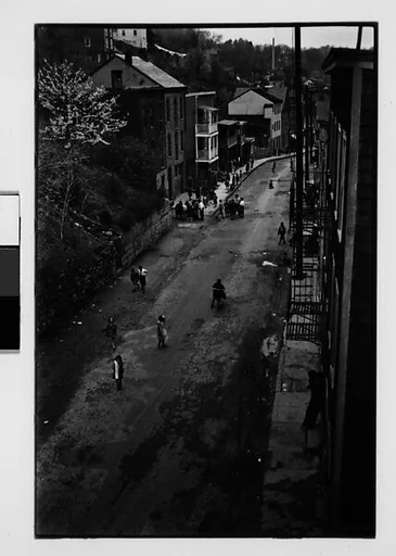 [Three 35mm Film Frames: Children on Hillside Street, From Elevated Position, Ossining, New York]