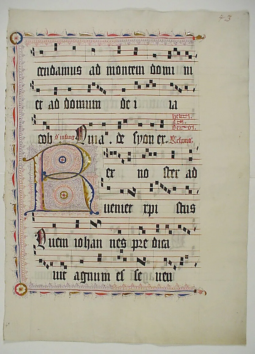 Manuscript Leaf with Initial R, from an Antiphonary — Unknown