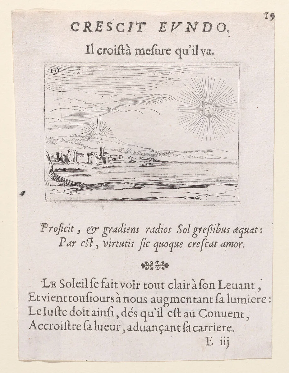 Le Soleil Levant (The Rising Sun), from Lux Claustri ou La Lumière du Cloitre (The Light of the Cloisters), plate 19 — Jacques Callot|François Langlois