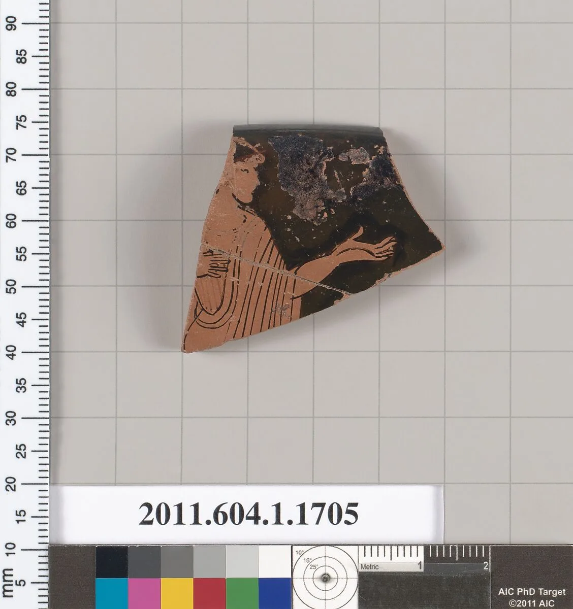 Terracotta rim fragment of a kylix (drinking cup) — Painter of Munich 2676