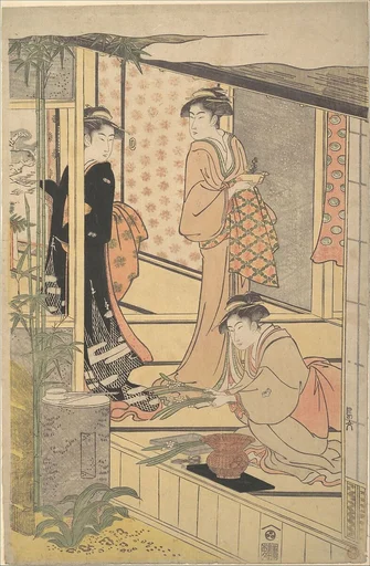 細田栄之画 正月準備|Preparing New Year Decorations