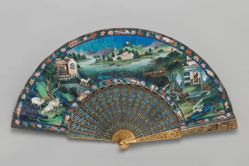 Folding Fan with Landscape Scene