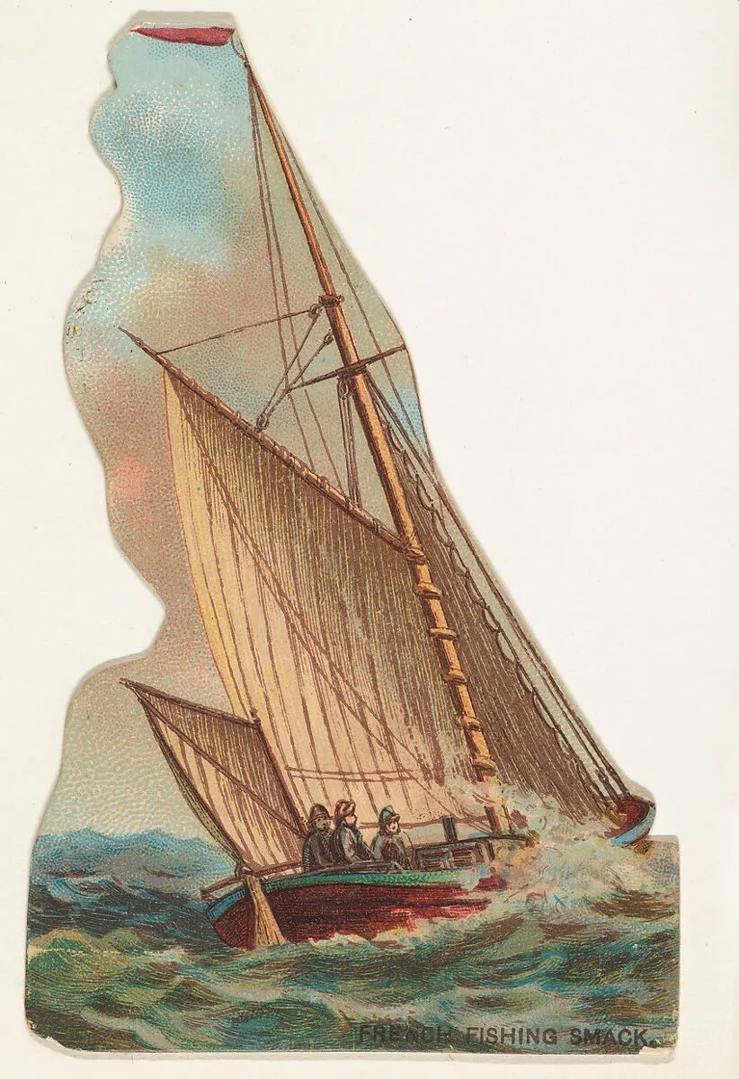French Fishing Smack, from the Types of Vessels series (N139) issued by Duke Sons & Co. to promote Honest Long Cut Tobacco — Knapp & Company|W. Duke, Sons & Co.|Giles