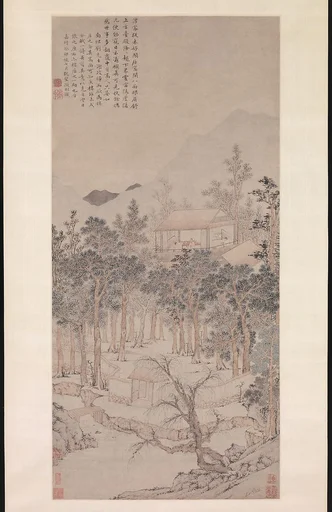 明  文徵明 樓居圖軸|Living Aloft: Master Liu's Retreat