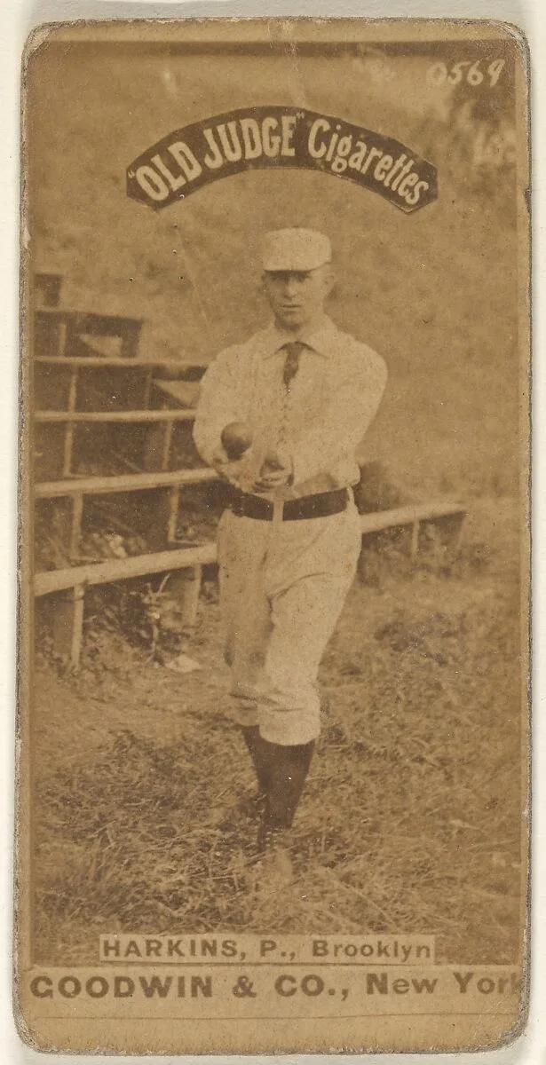 Harkins, Pitcher, Brooklyn, from the Old Judge series (N172) for Old Judge Cigarettes — Goodwin & Company