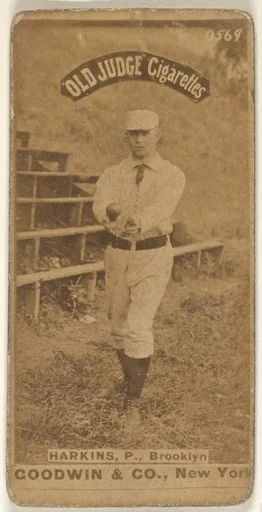 Harkins, Pitcher, Brooklyn, from the Old Judge series (N172) for Old Judge Cigarettes