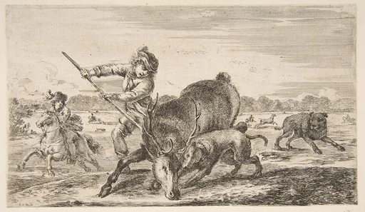 Stag at bay, from "Animal hunts" (Chasses à différents animaux)