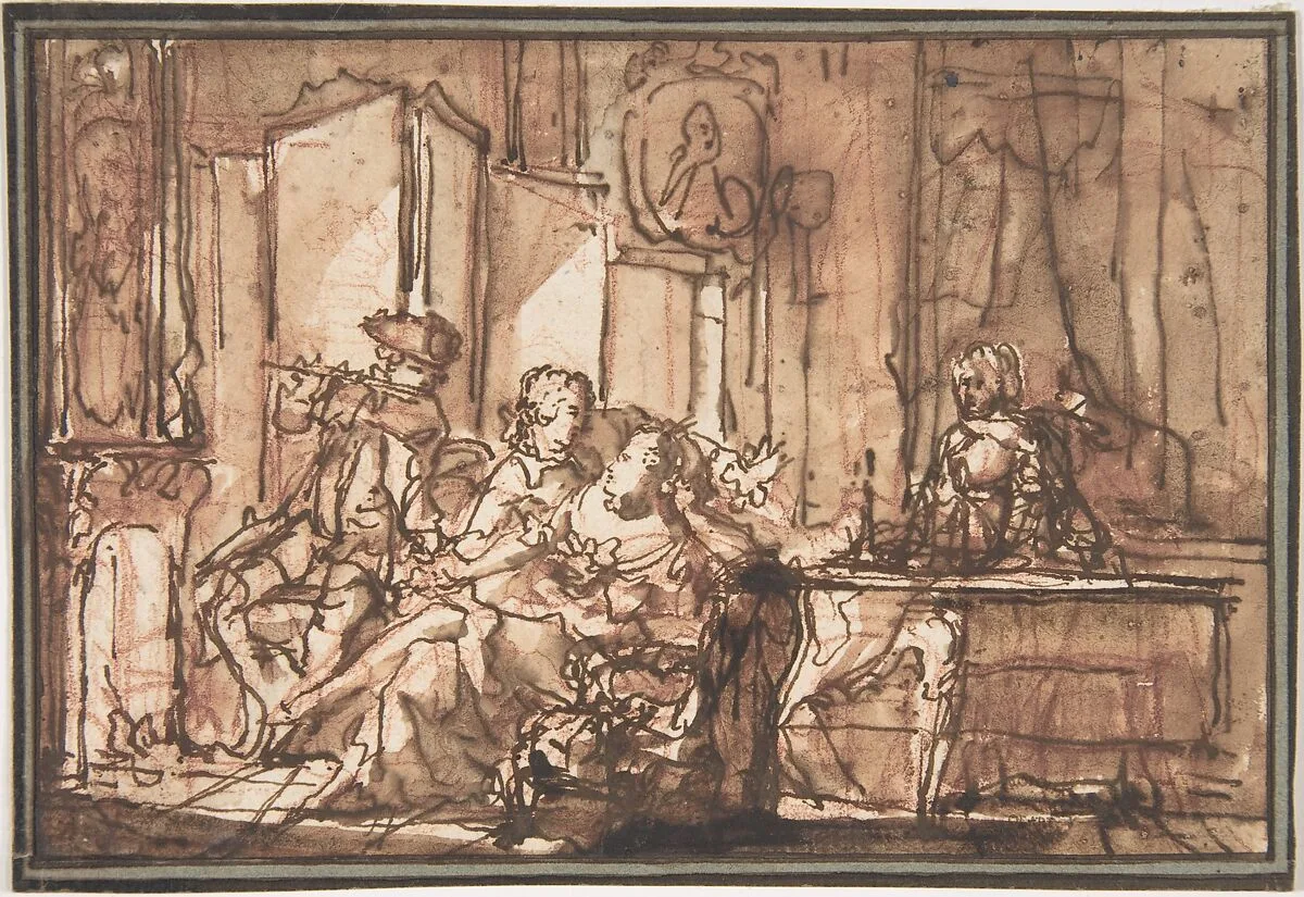 Interior with Figures — Anonymous, French, 18th century