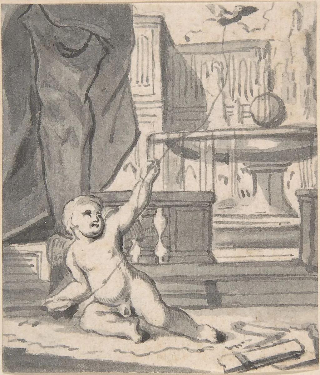 Cupid with a Bird on a String — Joseph Werner the Younger