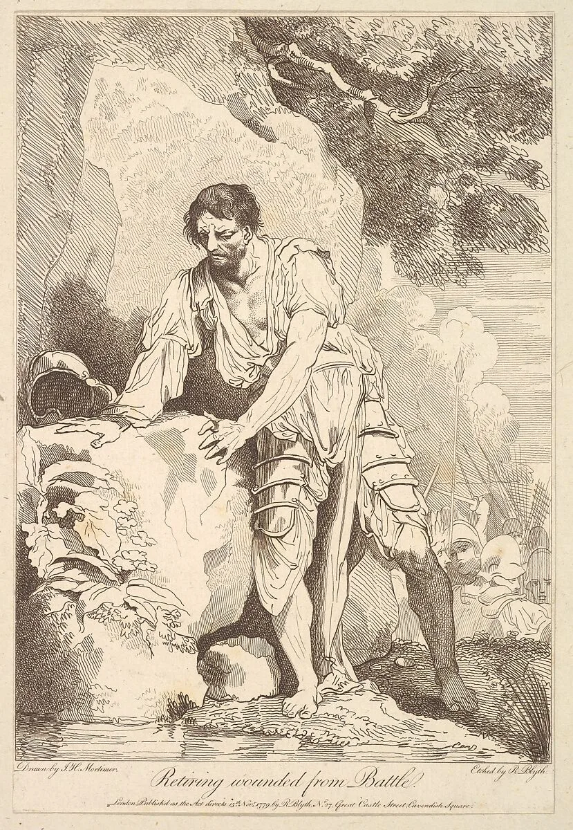 Retiring Wounded from Battle — John Hamilton Mortimer|Robert Blyth