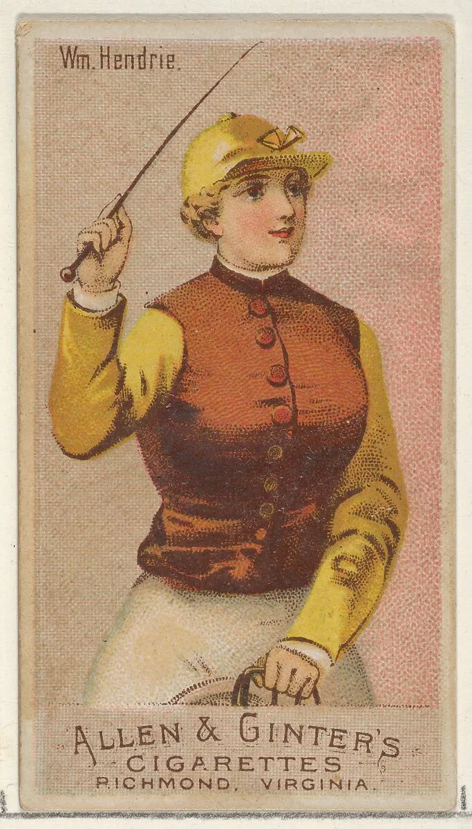 William Hendrie, from the Racing Colors of the World series (N22a) for Allen & Ginter Cigarettes — Allen & Ginter