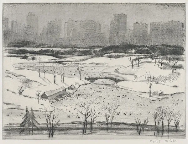 Central Park, the Lake in Winter — Emil Orlik