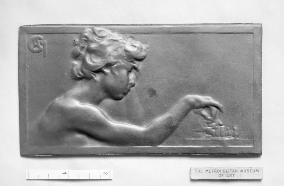 Nude bust of a girl playing chess (Les Echecs) (one of a pair of designs for the lids of playing cards or chessmen) — Alexandre-Louis-Marie Charpentier