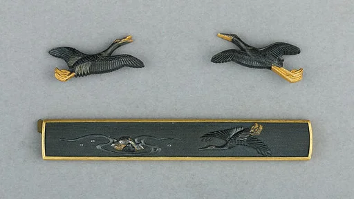 Knife Handle (Kozuka) and Pair of Grip Ornaments (Menuki)