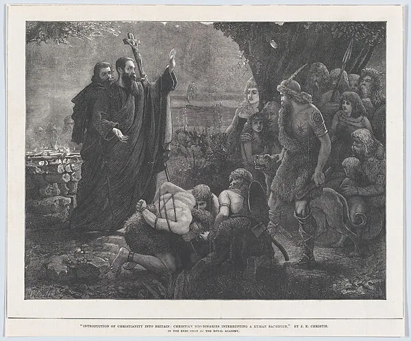 Introduction of Christianity into Britain: Christian Missionaries Interrupting a Human Sacrifice, from "Illustrated London News" — James Elder Christie|Henry Whitmore Cutts and Company