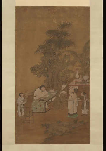 明 佚名 庭院讀書圖 軸|Elegant gathering in a garden