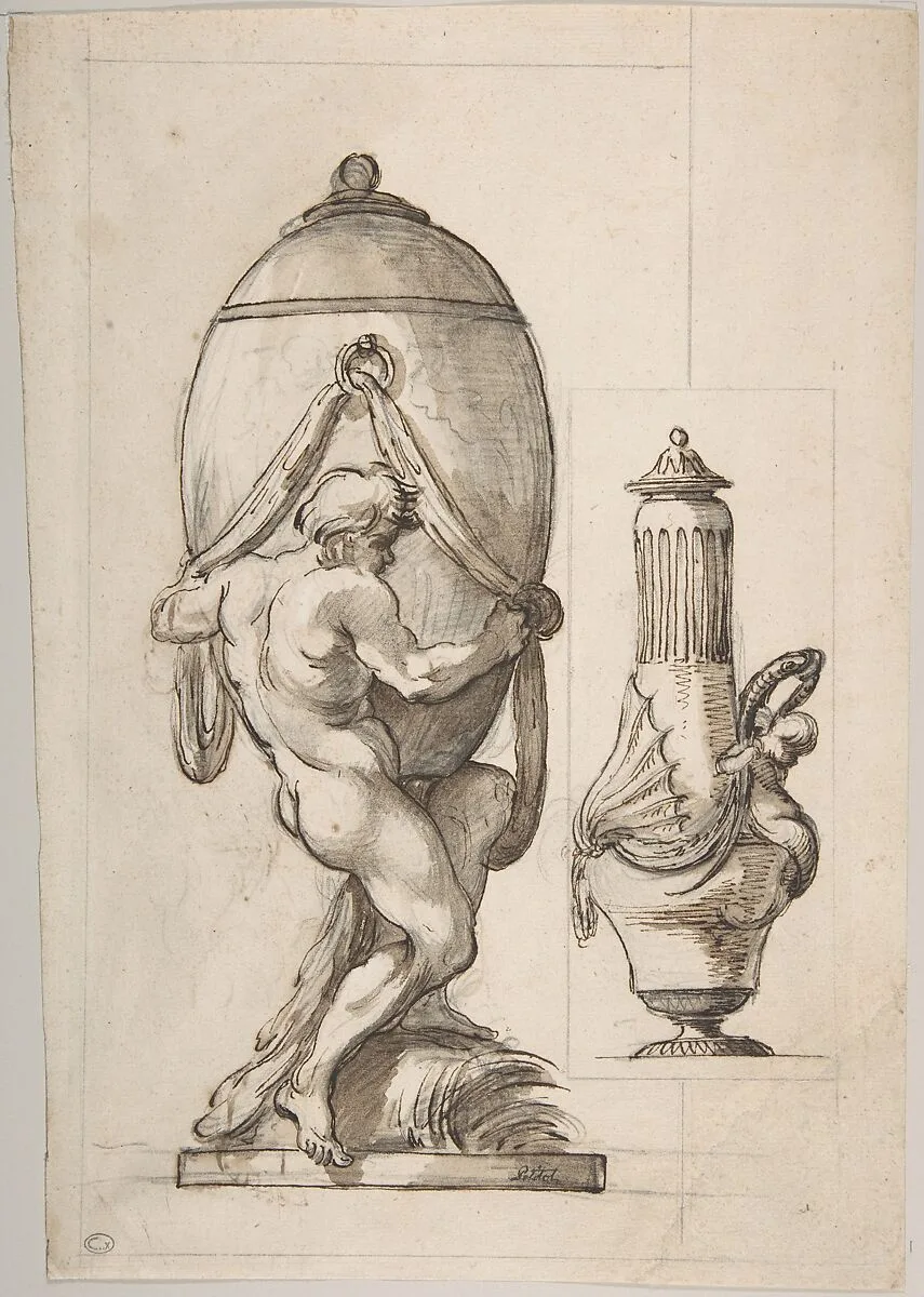 Two Designs for Vases (recto); Variant Design for a Vase (verso) — Ennemond Alexandre Petitot