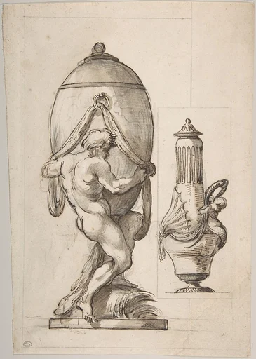 Two Designs for Vases (recto); Variant Design for a Vase (verso)