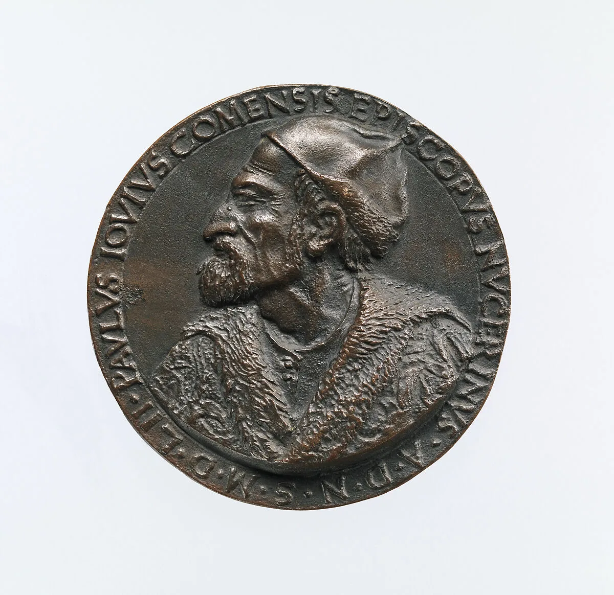 Portrait medal of Paolo Giovio (obverse); Giovio Raising a Man from a Grave (reverse) — Francesco da Sangallo