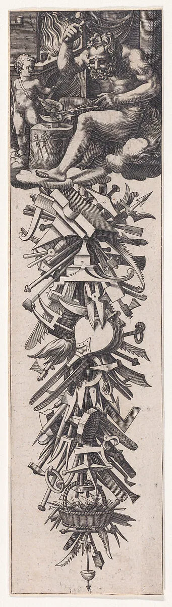 Vulcan Forging the Wings of Cupid — René Boyvin