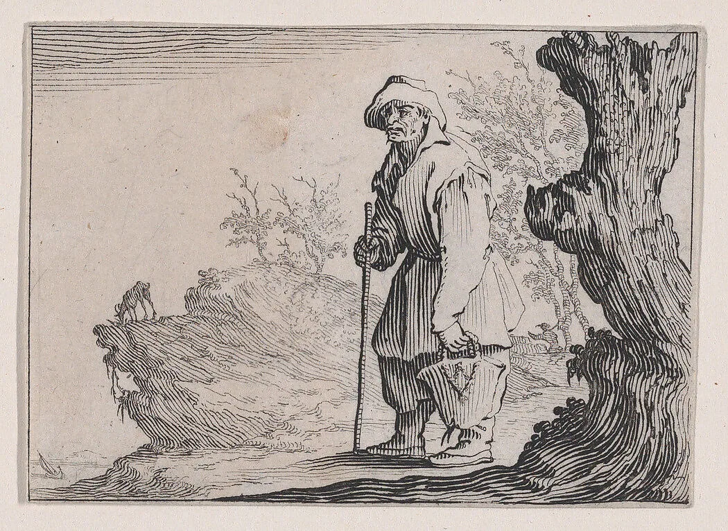 Le Paysan Portant son Sac (The Peasant Carrying his Sack), from Les Caprices Series A, The Florence Set — Jacques Callot|Lorenzo de' Medici