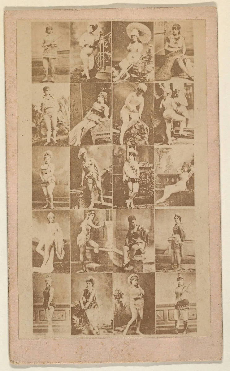 Grid of twenty portraits of actresses (pink), from the Actresses series (N668) — Unknown