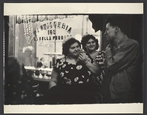 [Pedestrians in Front of Pasticceria on Mulberry Street, New York]