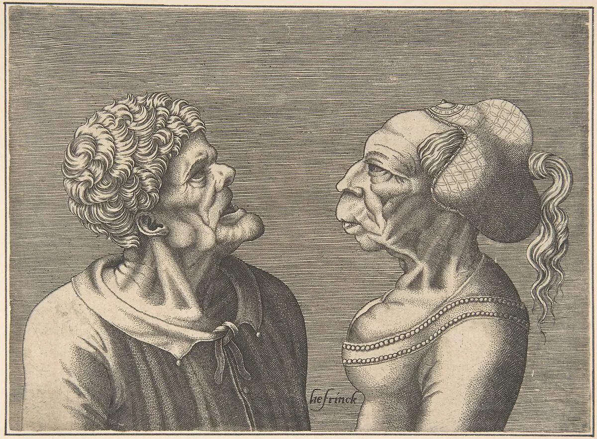 Two Grotesque Heads — Hans Liefrinck|Leonardo da Vinci