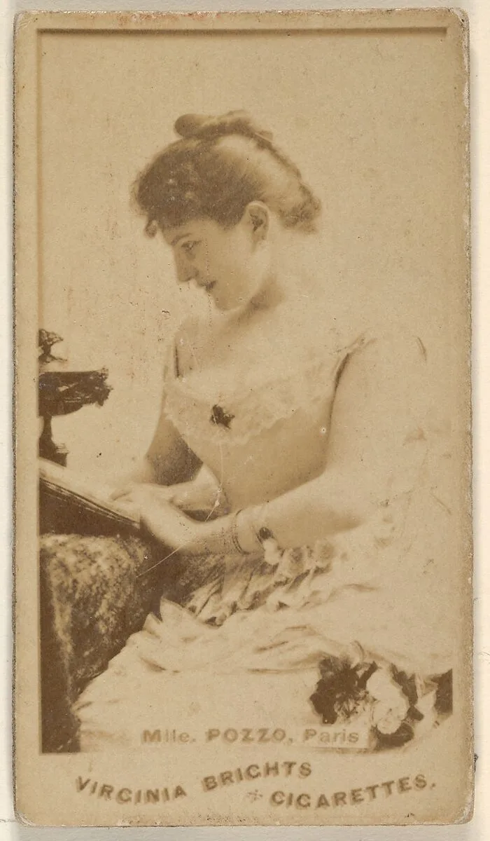 Mlle. Pozzo, Paris, from the Actors and Actresses series (N45, Type 1) for Virginia Brights Cigarettes — Allen & Ginter