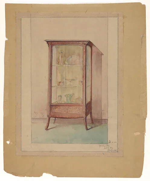 Design for a Wooden Display Case in the Art Nouveau Style — Edward Colonna|Georges de Feure