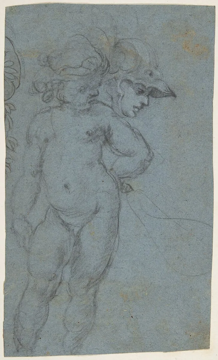 Standing Nude Putto and Study of a Helmeted Head — Micco Spadaro (Domenico Gargiulo)