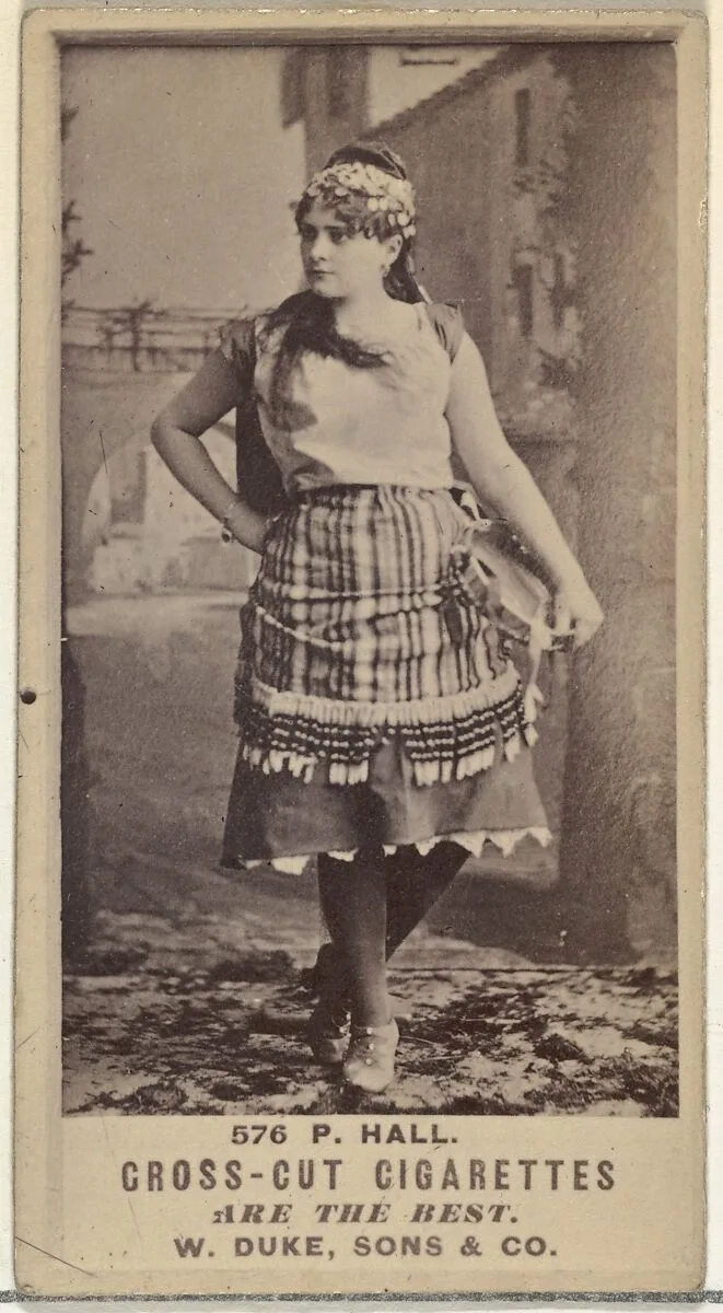 Card Number 576, P. Hall, from the Actors and Actresses series (N145-3) issued by Duke Sons & Co. to promote Cross Cut Cigarettes — W. Duke, Sons & Co.