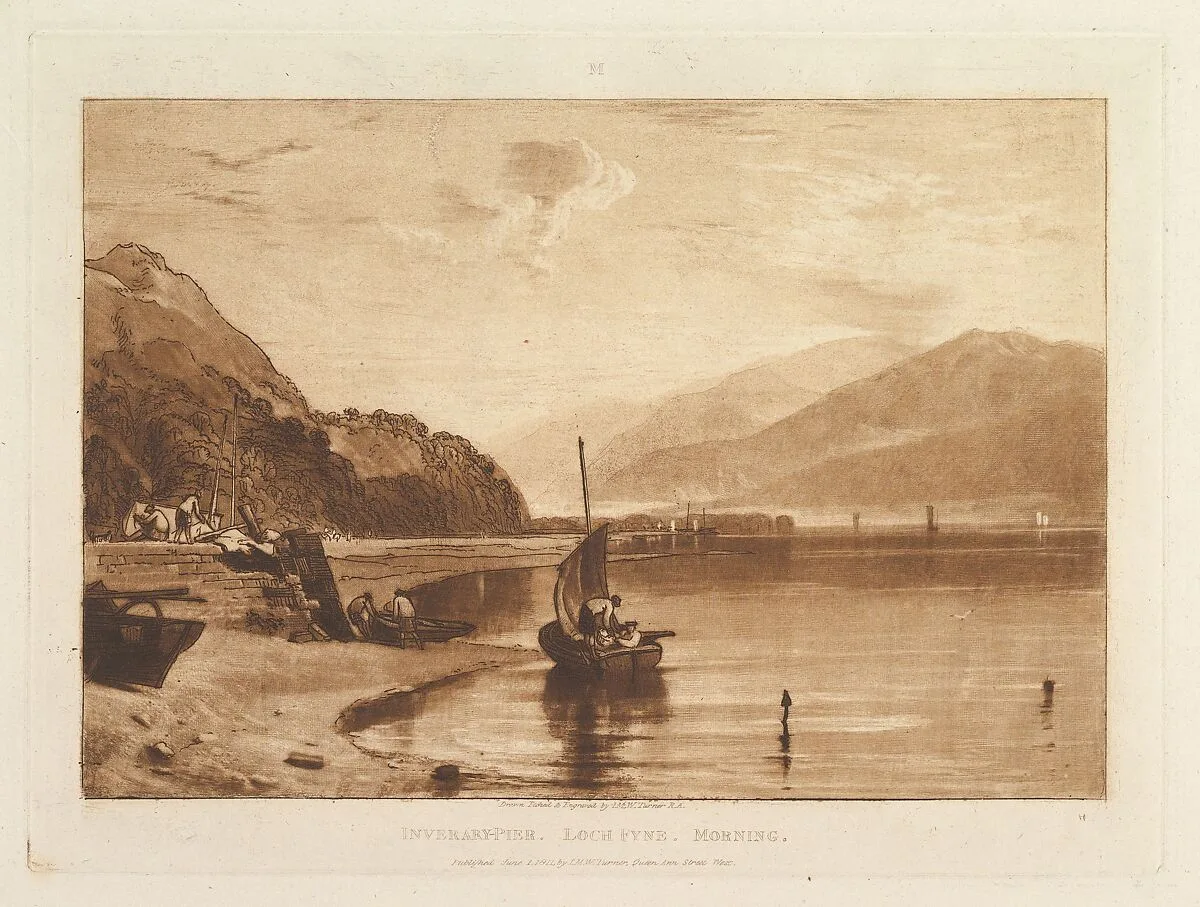 Inverary Pier, Loch Fyne, Morning (Liber Studiorum, part VII, plate 35) — Joseph Mallord William Turner