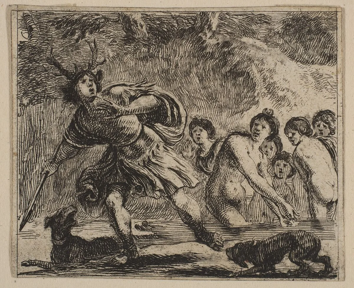Acteon, from 'Game of Mythology' (Jeu de la Mythologie) — Stefano della Bella|Jean Desmarets de Saint-Sorlin|Henri Le Gras|Louis XIV, King of France|Cardinal Jules Mazarin