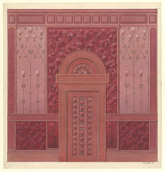 Design for Wall Elevation with Magnolias — Auguste Herbst
