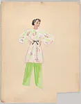 Drawing for a woman's theatrical costume with a semi-abstract floral pattern — Vincente Minnelli