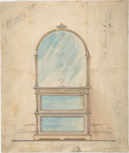 Design for a Mirror-fronted Cabinet Topped with a Mirror
