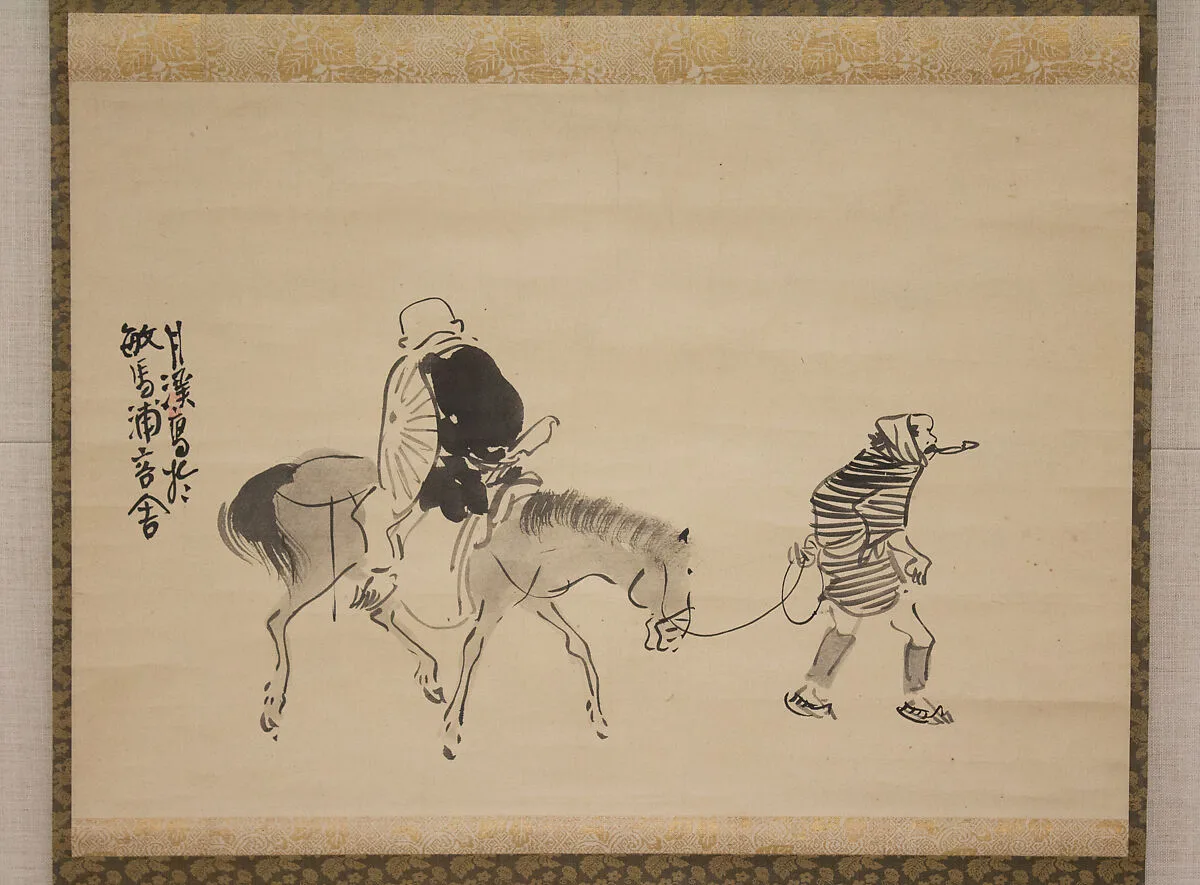 蓮生法師図|Monk Renshō Riding His Horse Backwards — Matsumura Goshun