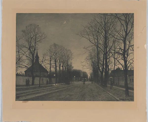 Street scene at dusk — Adolph Larsen