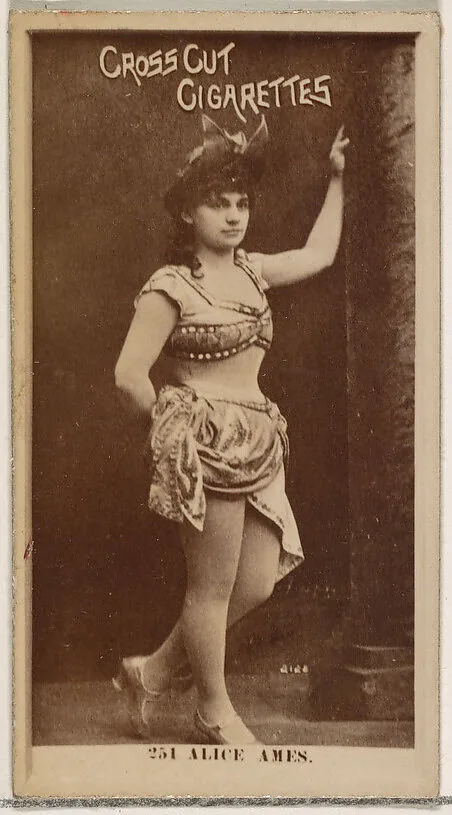 Card Number 251, Alice Ames, from the Actors and Actresses series (N145-2) issued by Duke Sons & Co. to promote Cross Cut Cigarettes — W. Duke, Sons & Co.