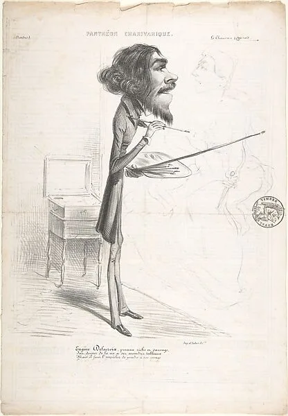 Caricature of Eugène Delacroix Painting Medea about to Kill Her Children — Eugène Delacroix|Aubert et Cie|Benjamin Roubaud (called "Benjamin")