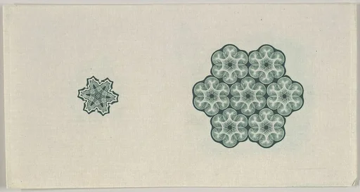 Banknote motif: two six-lobed lathe work ornaments