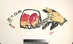 清/現代 齊白石 佛手壽桃圖 摺扇|Peaches and Buddha's Hand — Qi Baishi